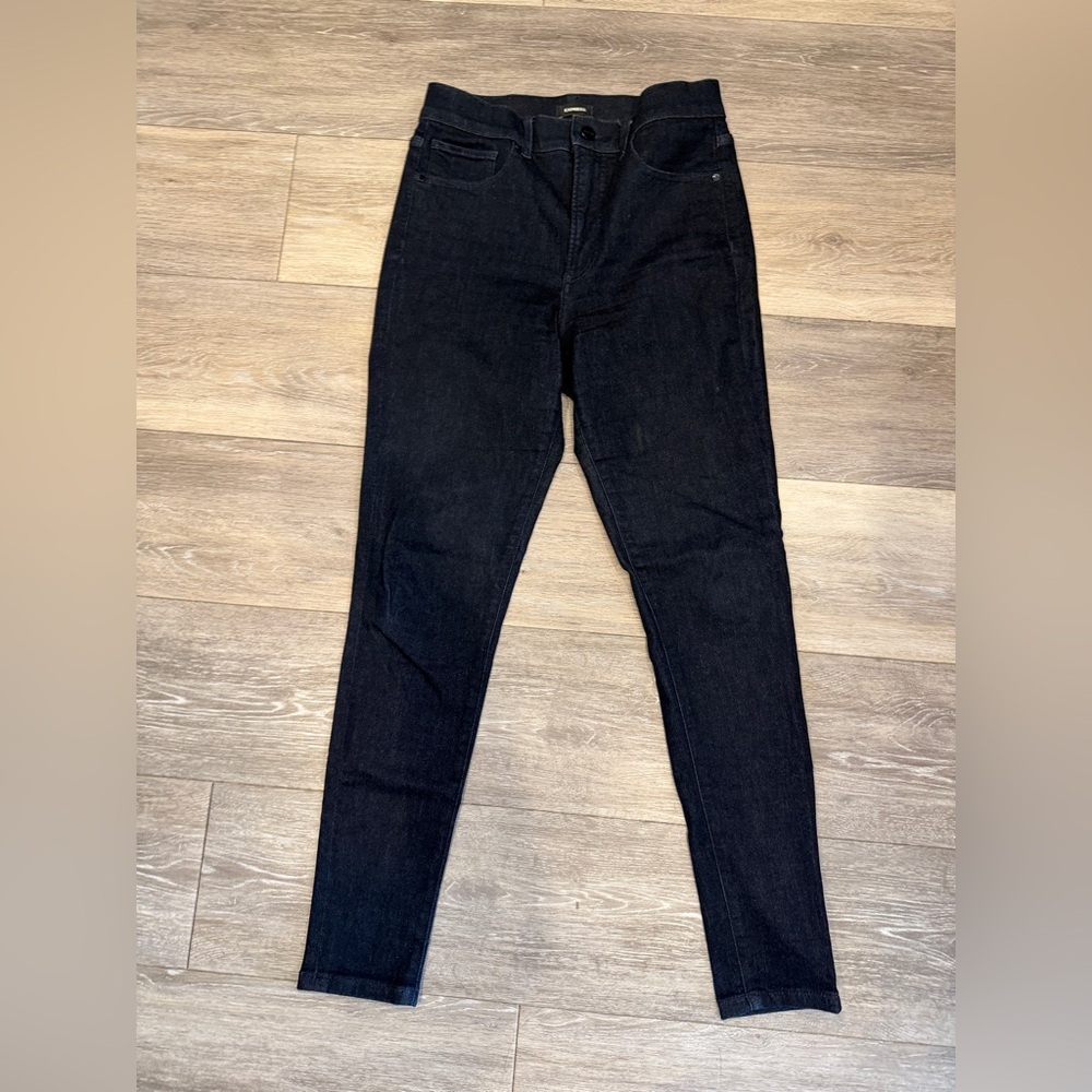 NWOT Express Women's High Rise Skinny Jeans Dark Indigo Blue